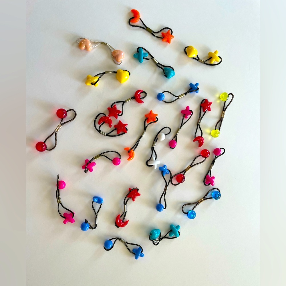 Vintage 90s Colorful Hair Ties Lot - Novelty Shapes Ponytail Holders Y2K